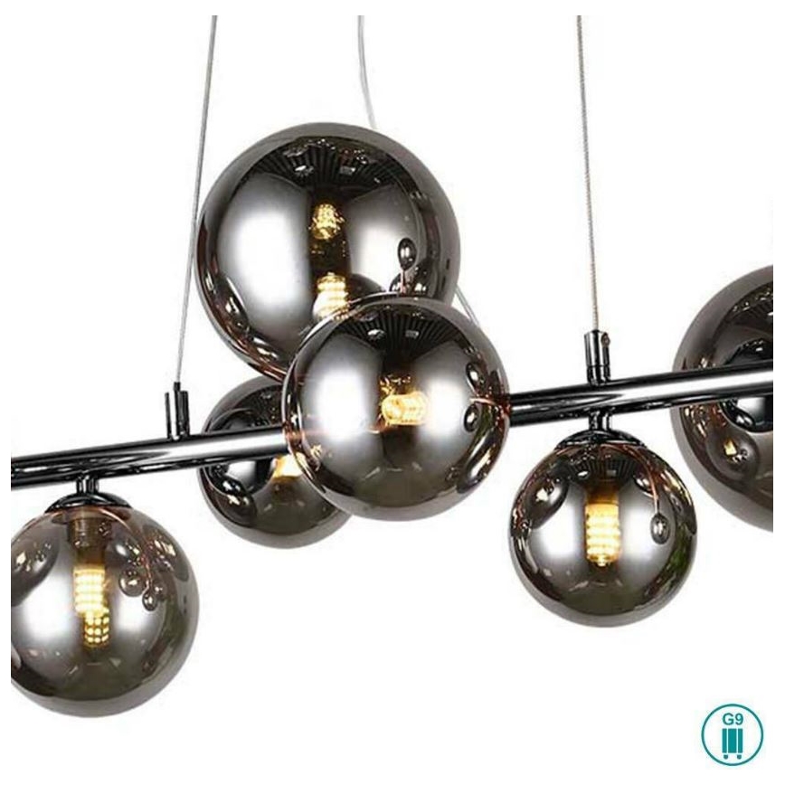 Wofi 6014.10.24.9000 - LED Luster na sajli VILLA 10xG9/3W/230V crna/sjajni krom