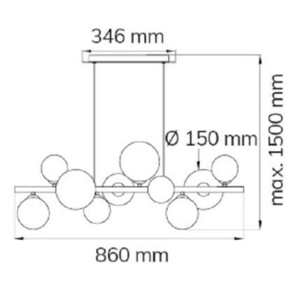 Wofi 6014.10.24.9000 - LED Luster na sajli VILLA 10xG9/3W/230V crna/sjajni krom