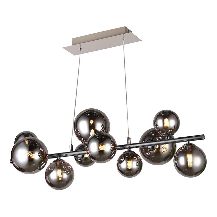 Wofi 6014.10.24.9000 - LED Luster na sajli VILLA 10xG9/3W/230V crna/sjajni krom