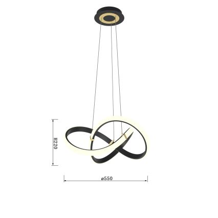 Wofi 6134-104 - LED prigušivački luster na užetu INDIGO LED/44W/230V crna/zlatna