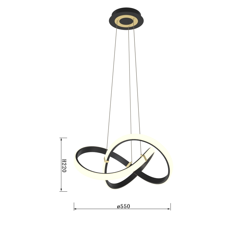 Wofi 6134-104 - LED Prigušivi luster na sajli INDIGO LED/44W/230V crna/zlatna