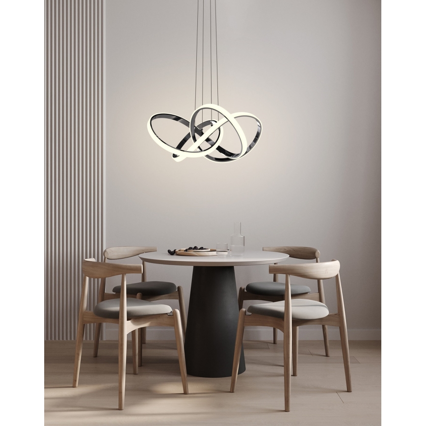 Wofi 6134-105L - LED Prigušivi luster na sajli INDIGO LED/50W/230V crna/sjajni krom