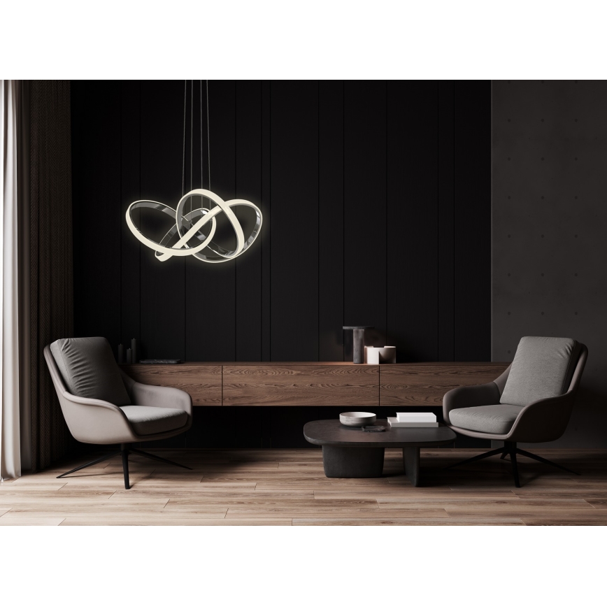 Wofi 6134-105L - LED Prigušivi luster na sajli INDIGO LED/50W/230V crna/sjajni krom