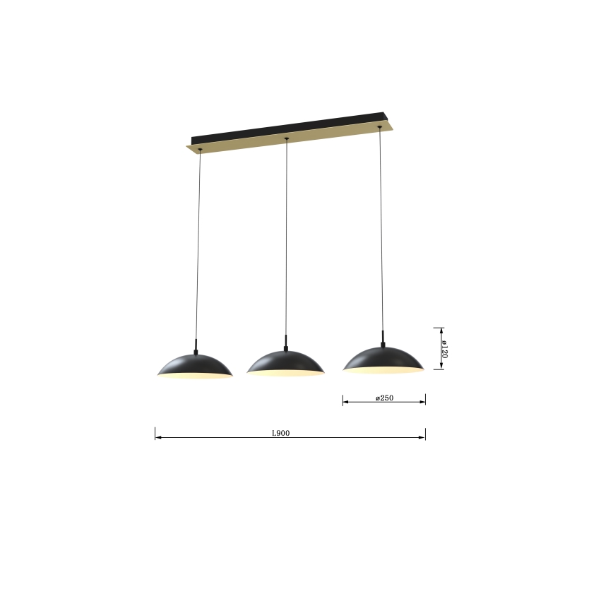Wofi 7001-304 - LED Prigušivi luster na sajli ROSCOFF LED/29W/230V crna/zlatna