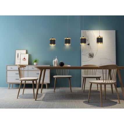 Wofi 7003-404 - LED luster s prigušivanjem na kabelu TOULOUSE 4xLED/8,5W/230V crna/zlatna