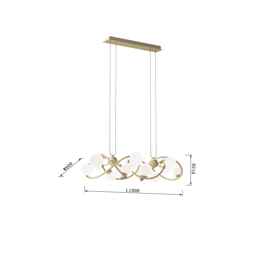 Wofi 7014-1401 - LED Luster na sajli NANCY 14xG9/3,5W/230V zlatna/bijela