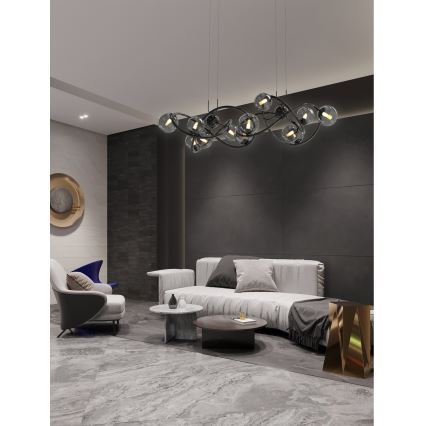 Wofi 7014-1405 - LED Luster na sajli NANCY 14xG9/3,5W/230V crna/sjajni krom