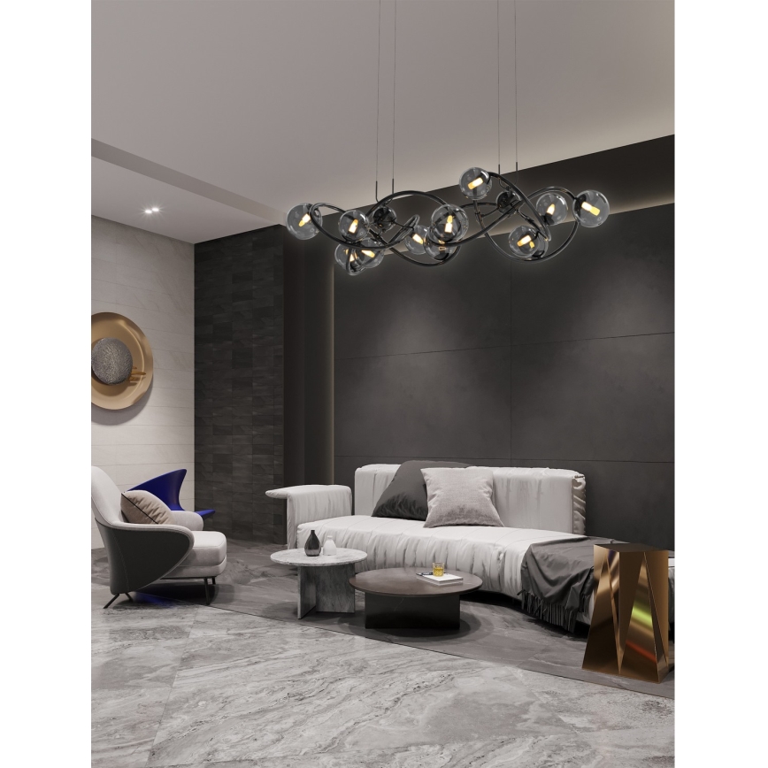 Wofi 7014-1405 - LED Luster na sajli NANCY 14xG9/3,5W/230V crna/sjajni krom