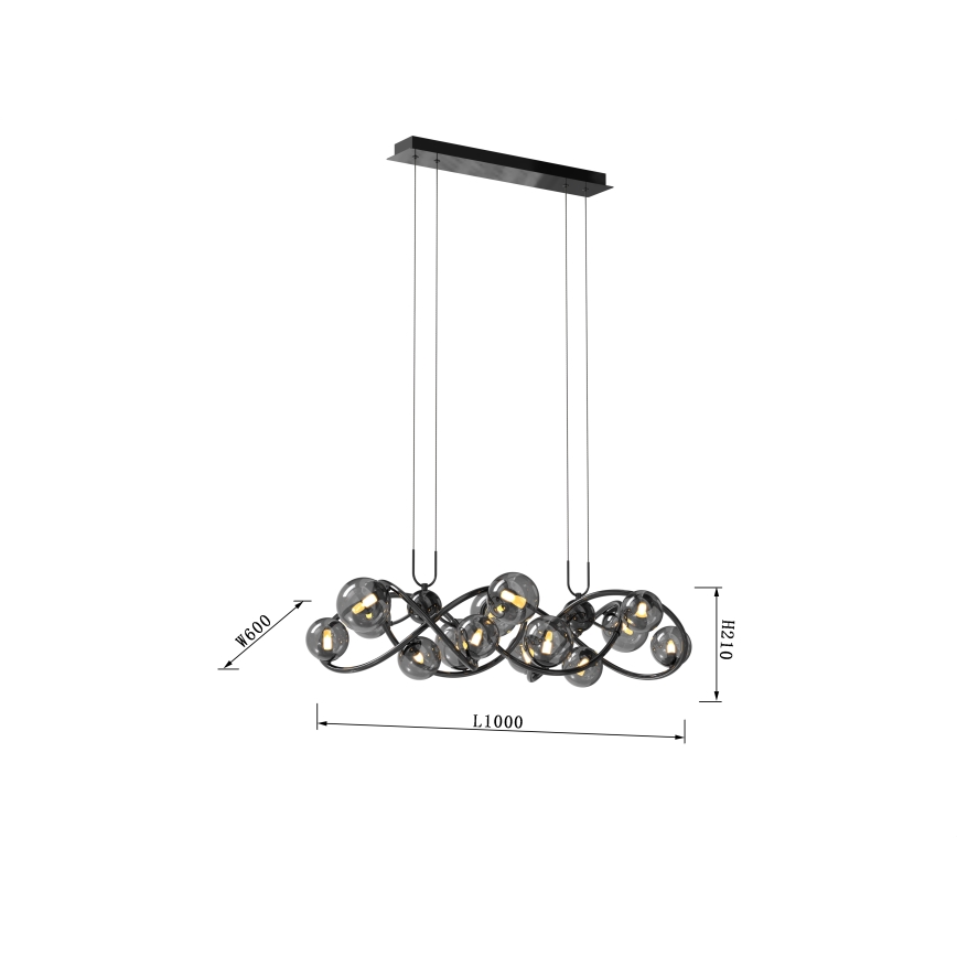Wofi 7014-1405 - LED Luster na sajli NANCY 14xG9/3,5W/230V crna/sjajni krom