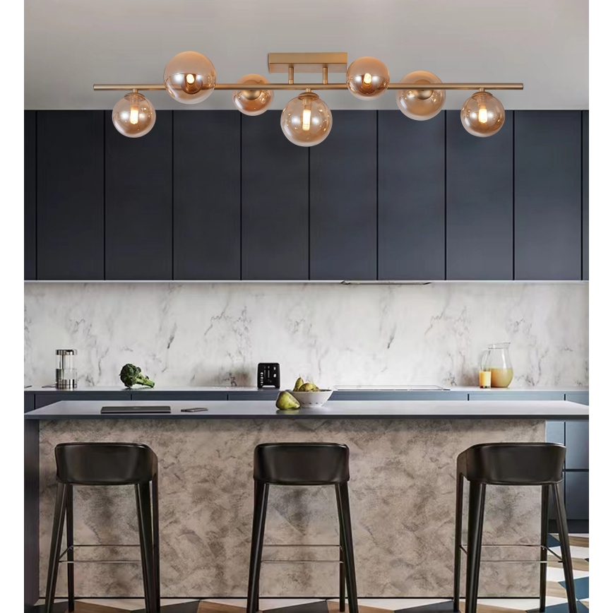 Wofi 7014-701W - LED Nadgradni luster VILLA 7xG9/3W/230V zlatna