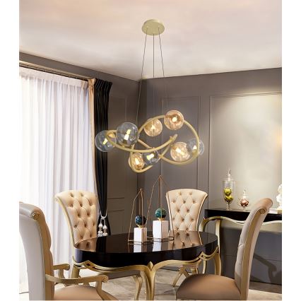 Wofi 7014-804 - LED Luster na sajli NANCY 8xG9/3,5W/230V zlatna/siva