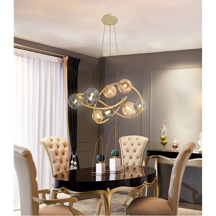 Wofi 7014-804 - LED Luster na sajli NANCY 8xG9/3,5W/230V zlatna/siva