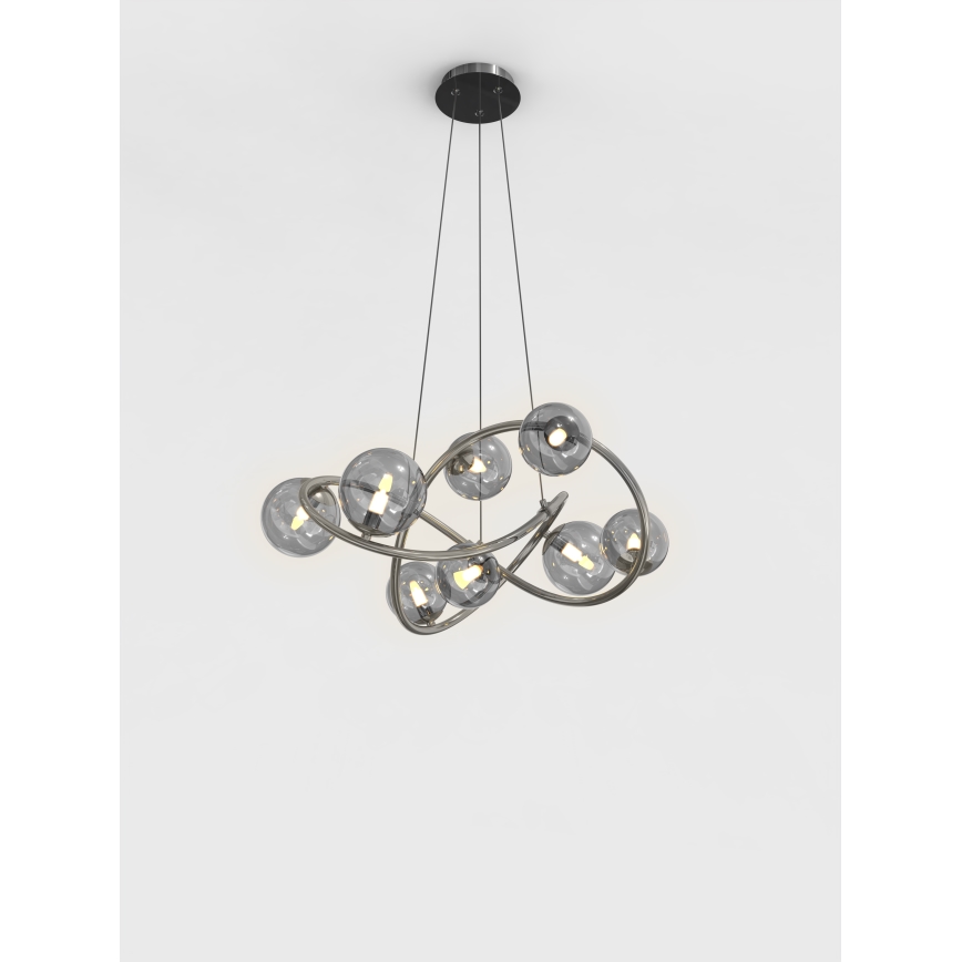 Wofi 7014-805 - LED Luster na sajli NANCY 8xG9/3,5W/230V crna/sjajni krom