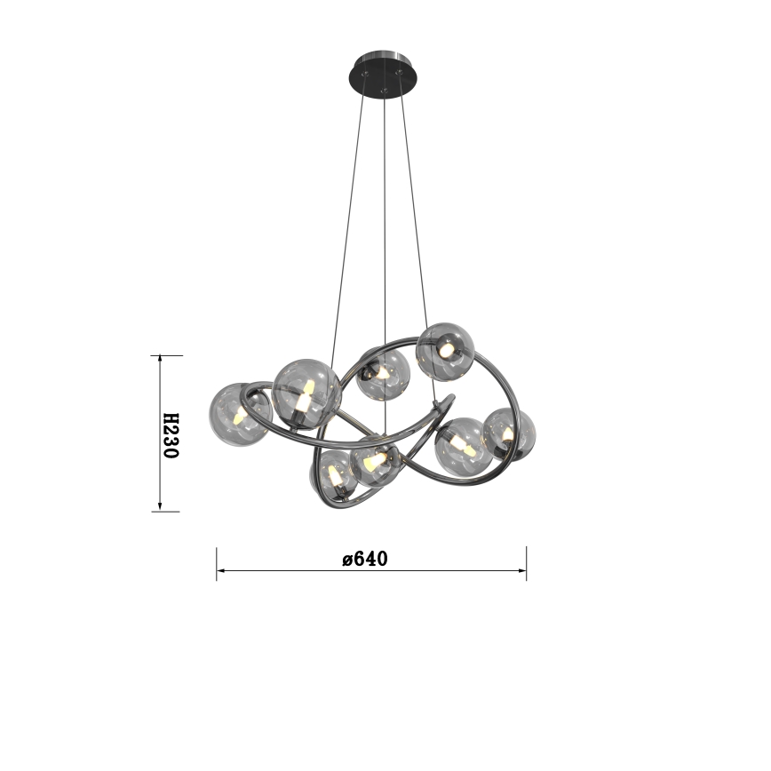 Wofi 7014-805 - LED Luster na sajli NANCY 8xG9/3,5W/230V crna/sjajni krom