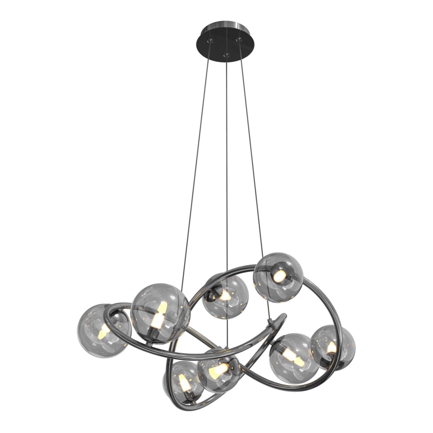 Wofi 7014-805 - LED Luster na sajli NANCY 8xG9/3,5W/230V crna/sjajni krom