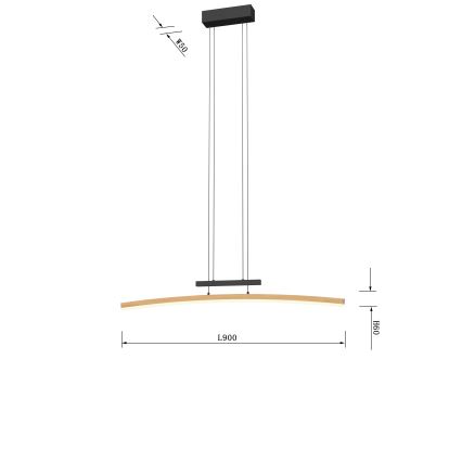 Wofi 7020-106 - LED prigušivačka luster na užetu BOLOGNA LED/27W/230V
