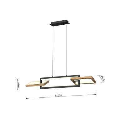 Wofi 7022-306- LED prigušivački luster na užetu MATERA LED/30W/230V crna/smeđa