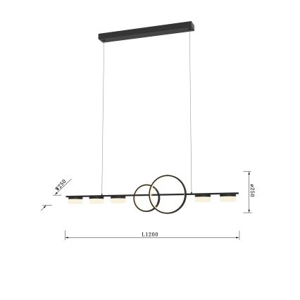 Wofi 7030-702 - LED prigušivački luster na užetu MESSINA LED/57W/230V crna