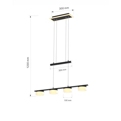 Wofi 7054-502 - LED prigušivački luster na užetu JESSE LED/21W/230V crna