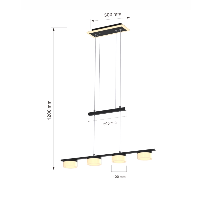 Wofi 7054-502 - LED prigušivački luster na užetu JESSE LED/21W/230V crna