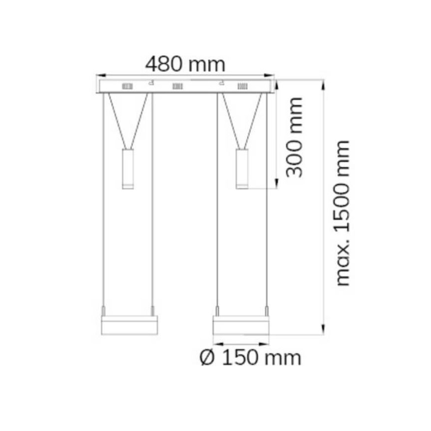 Wofi 7263.04.54.6000 - LED Prigušivi luster na sajli JETTE 2xLED/7,5W/230V + 2xLED/1W