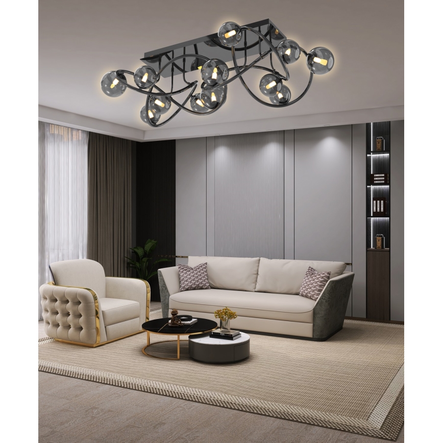 Wofi 9014-1205 - LED Nadgradni luster NANCY 12xG9/3,5W/230V crna/sjajni krom