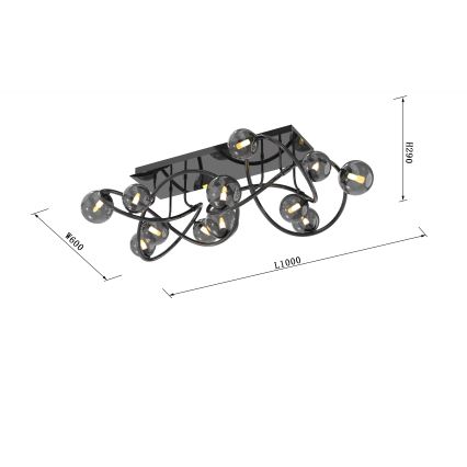 Wofi 9014-1205 - LED Nadgradni luster NANCY 12xG9/3,5W/230V crna/sjajni krom