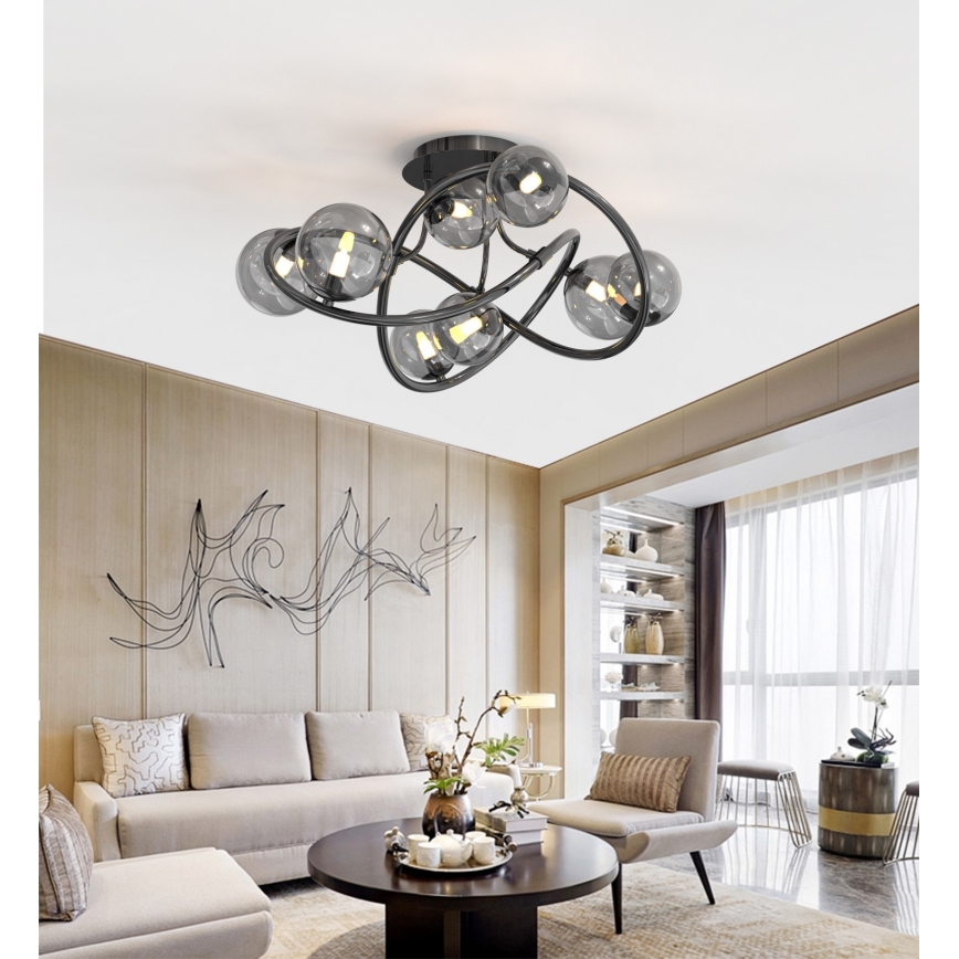 Wofi 9014-805 - LED Nadgradni luster NANCY 8xG9/3,5W/230V crna/sjajni krom