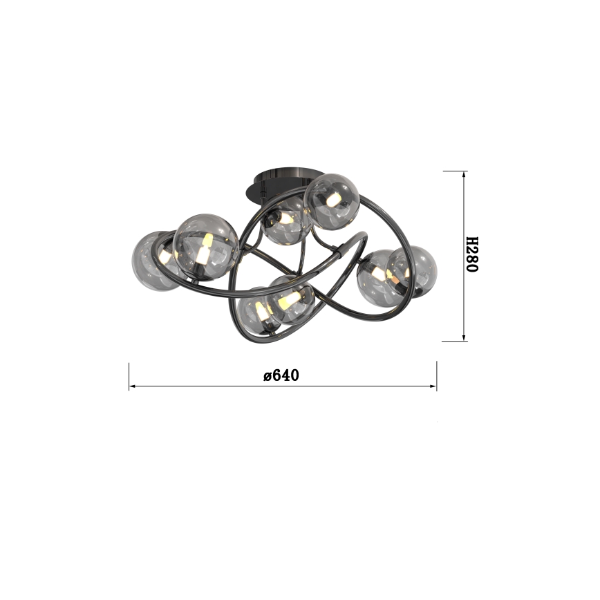 Wofi 9014-805 - LED Nadgradni luster NANCY 8xG9/3,5W/230V crna/sjajni krom