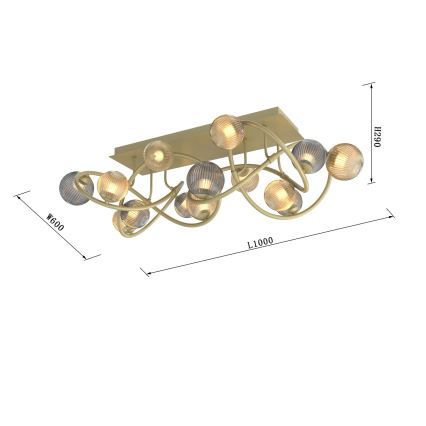 Wofi 9015-1204 - LED Nadgradni luster METZ 12xG9/3,5W/230V zlatna/siva