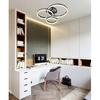 Wofi 9049-405 - LED Prigušivi nadgradni luster PERPIGNAN LED/51W/230V crna/sjajni krom