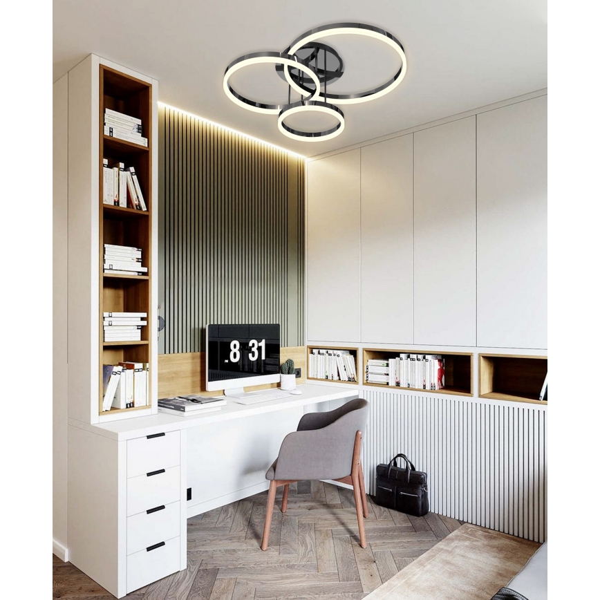 Wofi 9049-405 - LED Prigušivi nadgradni luster PERPIGNAN LED/51W/230V crna/sjajni krom