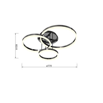 Wofi 9049-405 - LED Prigušivi nadgradni luster PERPIGNAN LED/51W/230V crna/sjajni krom