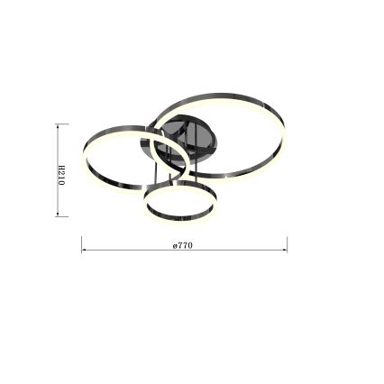 Wofi 9049-405 - LED Prigušivi nadgradni luster PERPIGNAN LED/51W/230V crni krom