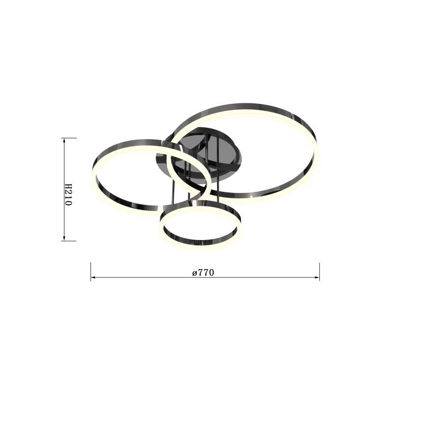 Wofi 9049-405 - LED Prigušivi nadgradni luster PERPIGNAN LED/51W/230V crna/sjajni krom