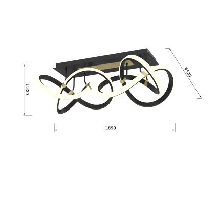 Wofi 9134-204 - LED stropna lampa s mogućnošću prigušivanja INDIGO LED/64W/230V crna/zlatna