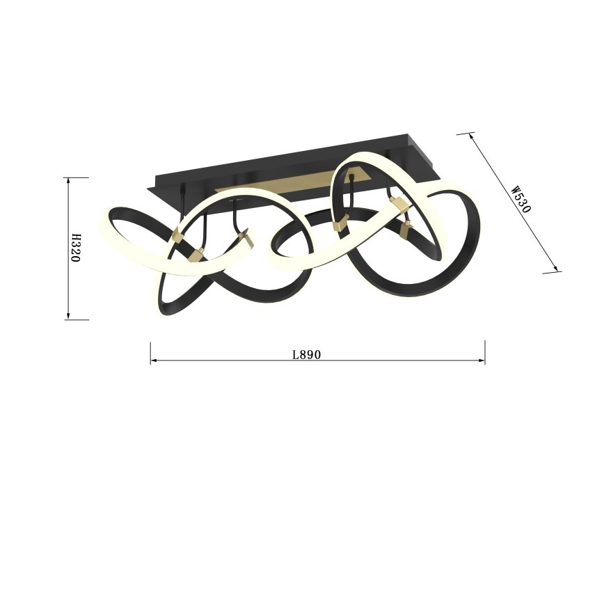Wofi 9134-204 - LED stropna lampa s mogućnošću prigušivanja INDIGO LED/64W/230V crna/zlatna