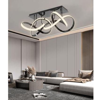 Wofi 9134-205 - LED prigušivački plafonski luster INDIGO LED/64W/230V crna/sjajni krom