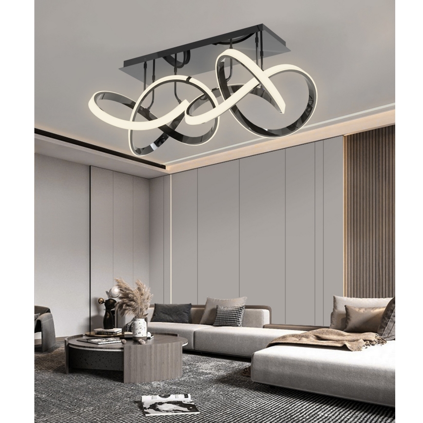 Wofi 9134-205 - LED prigušivački plafonski luster INDIGO LED/64W/230V crna/sjajni krom