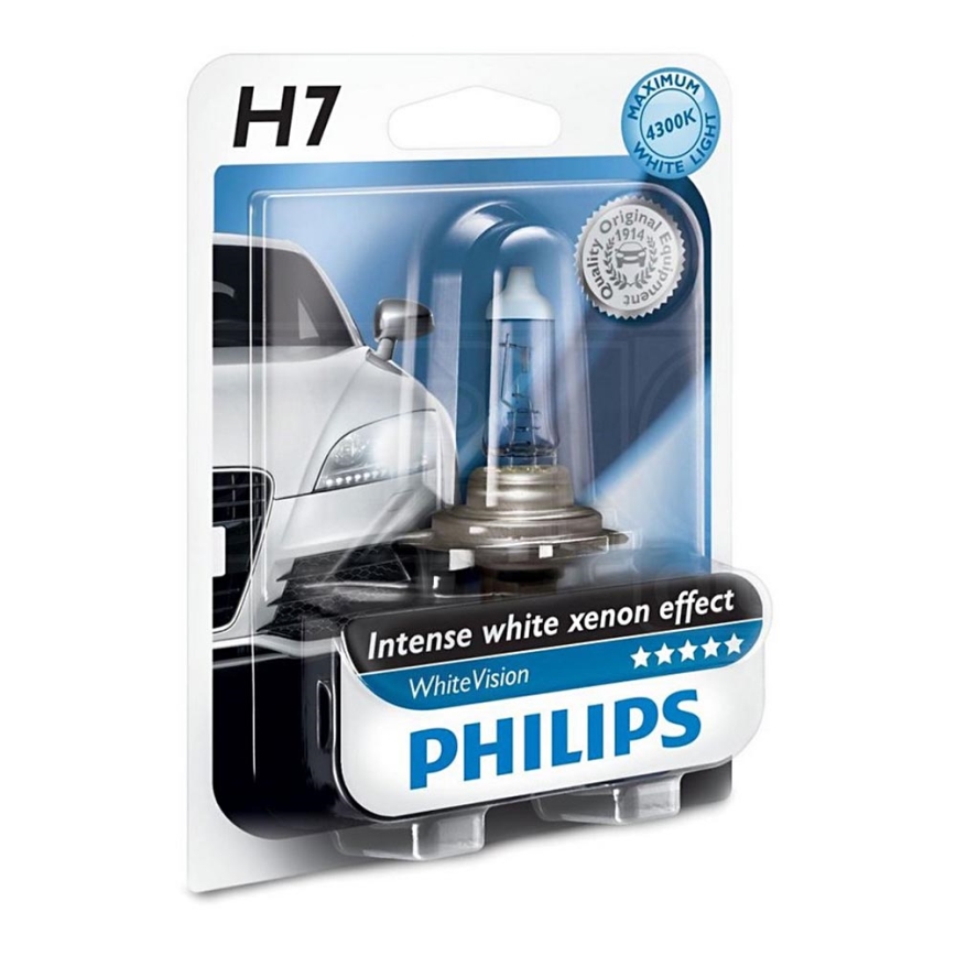 Xenon auto žarulja Philips WHITEVISION 12972WHVB1 H7 PX26d/55W/12V 3700K