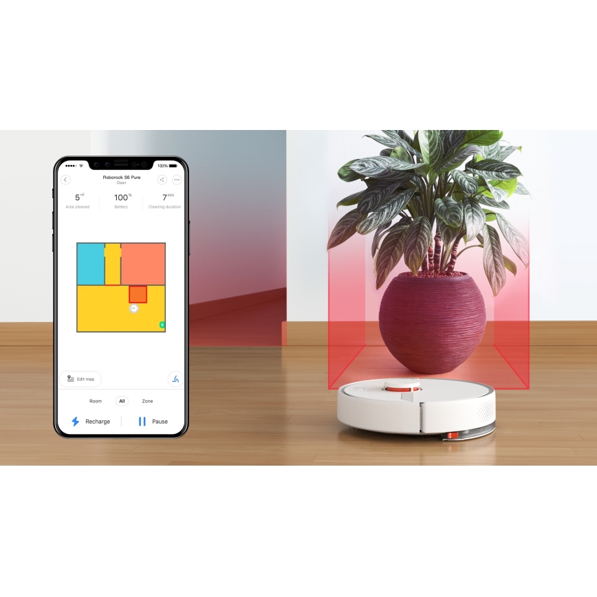 Xiaomi - Pametan robotski usisavač ROBOROCK S6 Pure 58W Wi-Fi bijela