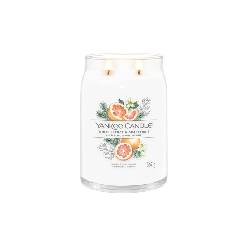 Yankee Candle - Mirisna svijeća WHITE SPRUCE & GRAPEFRUIT velika 567g 60-90 sati