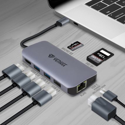 Yenkee - Hub s više portova 8u1 USB-C