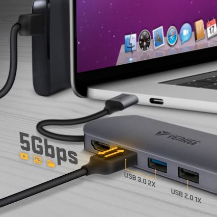 Yenkee - Hub s više portova 8u1 USB-C