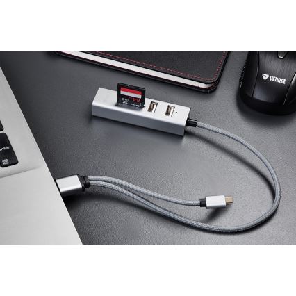 Yenkee - USB 2.0 i USB-C OTG razdjelnik i čitač kartica