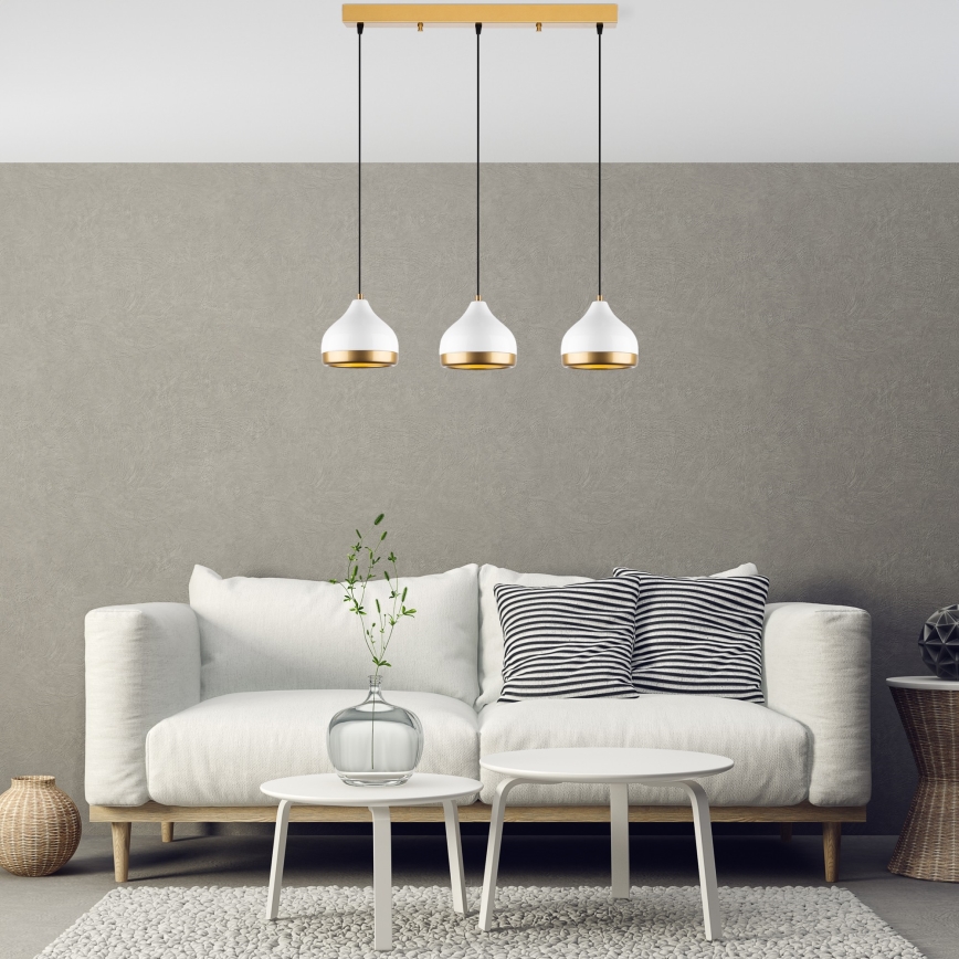 YILDO viseća svjetiljka 3xE27/40W/230V bijela/zlatna