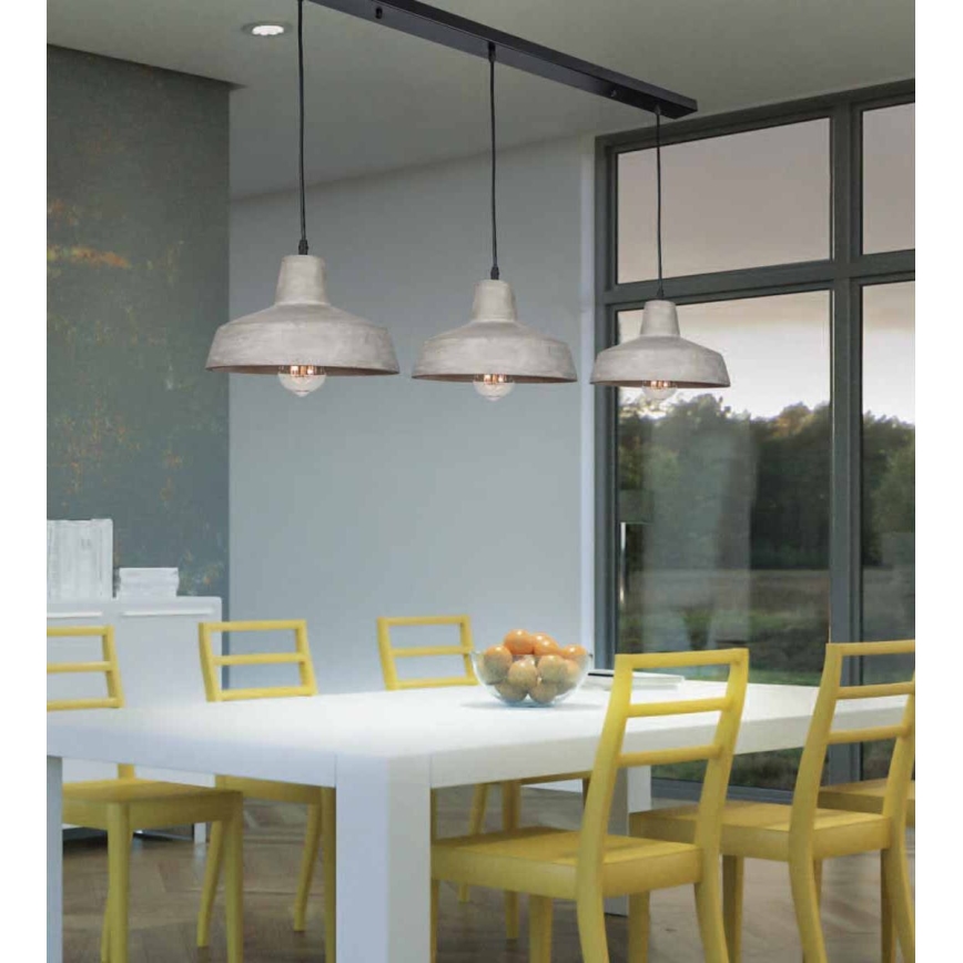 Zambelis 1653 - Luster na užetu 3xE27/40W/230V beton