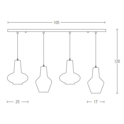 Zambelis 17151 - Luster na sajli 4xE27/40W/230V