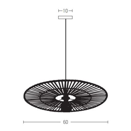 Zambelis 19104 - Luster na sajli 1xE27/40W/230V bambus/crna