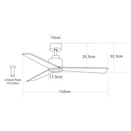 Zambelis 19136-B - Stropni ventilator + daljinski upravljač